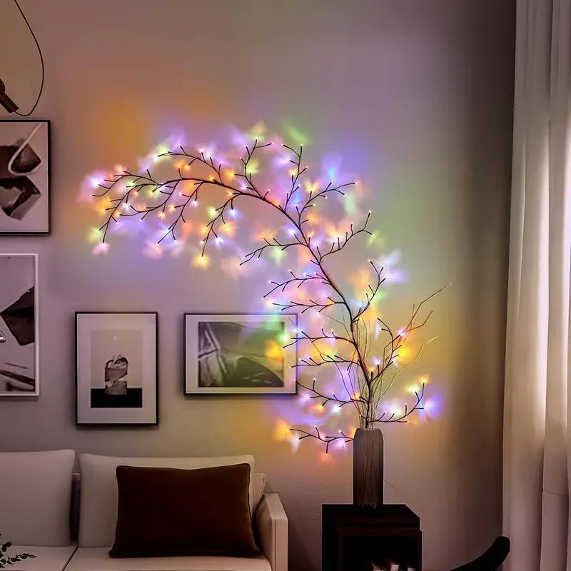 1pc Willow Vine Lights USB DIY 8 Modes Twinkle Vine Light 1.8M/5.9FT 96LEDs For Walls Bedroom Christmas Wedding Outdoor Decor
