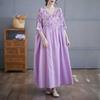 Cotton and Linen Summer Patchwork Retro Style Dress Long Skirt