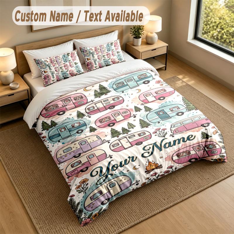 Adventure Journey Theme Personalized 3Pcs Bedding Set Custom Text & Name 1 Sheet 2 Pillowcases Household Bedding 1pc