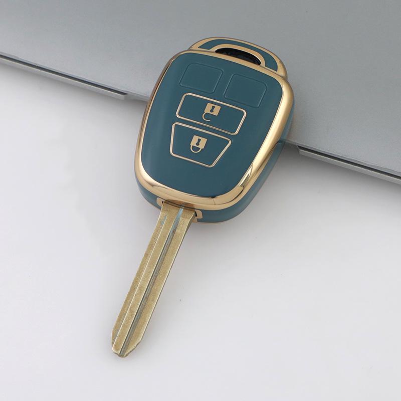 

Совместимый чехол для ключа автомобиля Toyota для Camry, Prado, RAV4, Highlander, Corolla - Дизайн с золотой окантовкой
