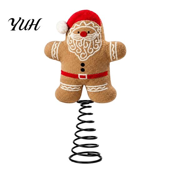Vivid Felt Tree Ornament Wool Christmas Topper, Cute Snowman/Santa Claus Treetop with Topper Spring Base, Holiday Xmas Decoration for Home Party Decor