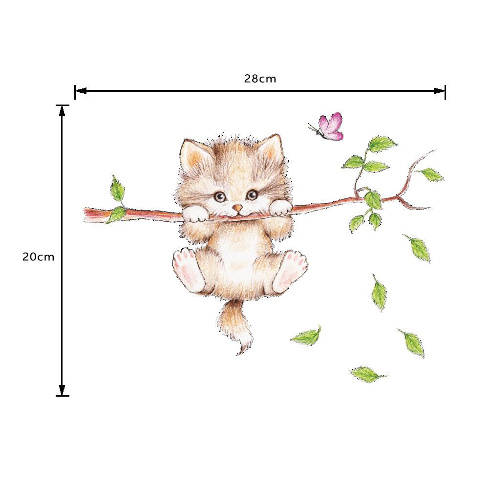 Cute Cat Branch Wall Stickers Detachable Beautiful Switch Decals Exquisite Colorful Decoration For Homes Offices Corridors