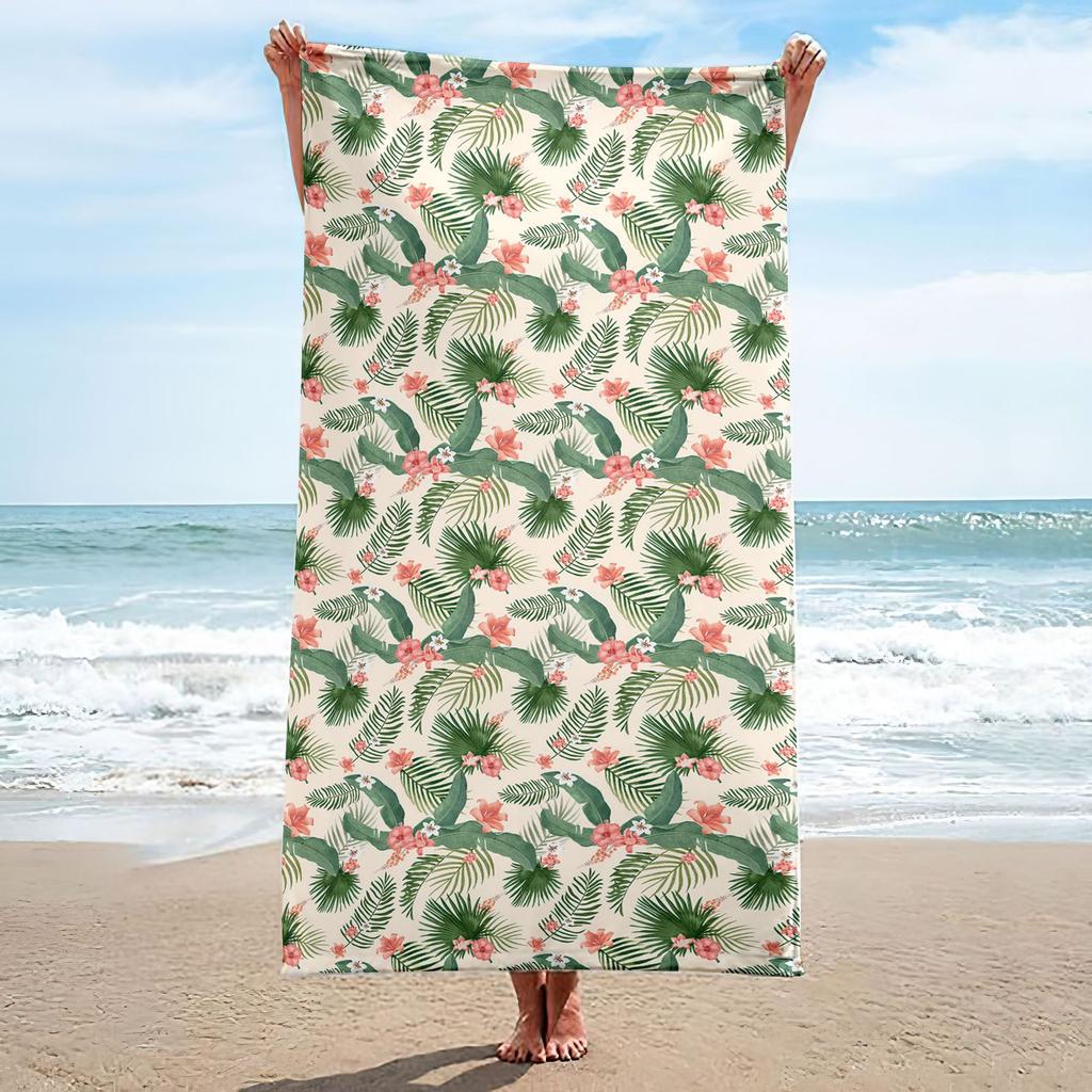 Boho Tropical Plant Beach Towel Quick Dry Absorbent Microfiber Towel For Adults Kids Swimming Holiday