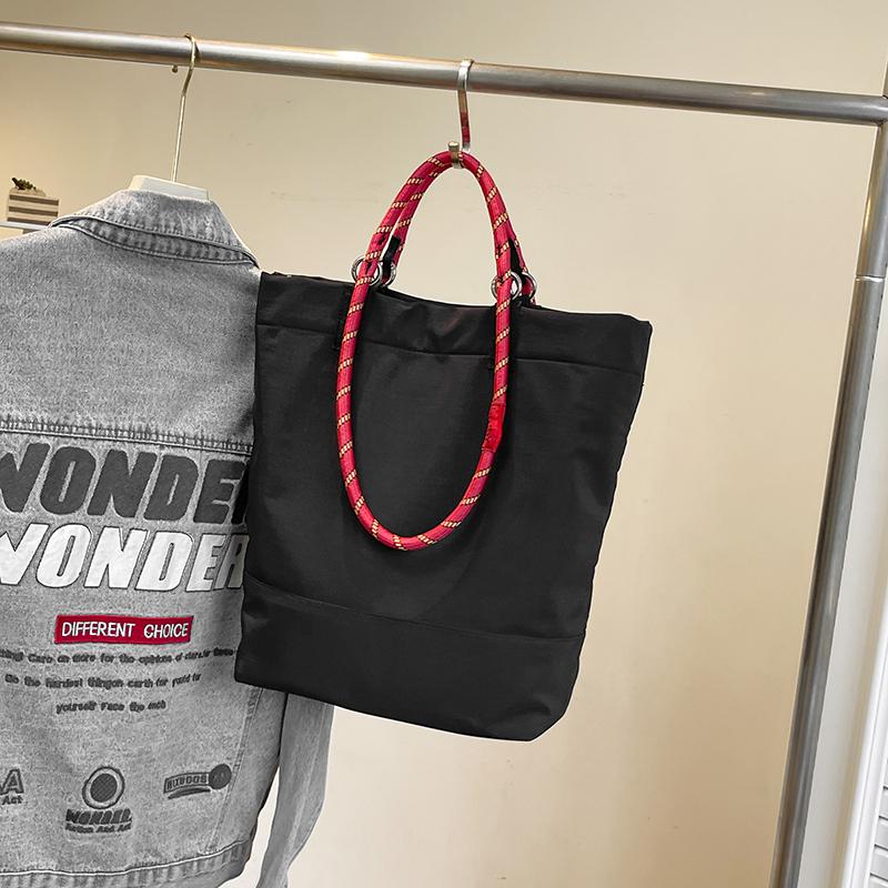 Fashion Solid Color Nylon Versatile Tote Bags Work Purse Stylish Simple Top-Handle Bags Large Elegant Casual Youth Shoulder Bag