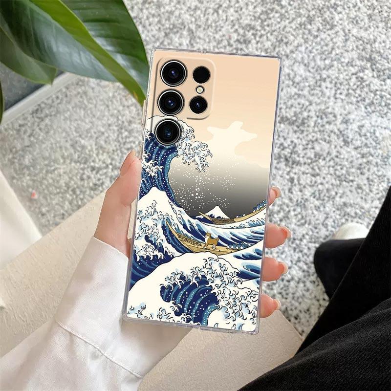 Japanische Kultur Wellen Drache Anime Klare Hülle Für Samsung Galaxy S26 S25 S24 S23 Ultra S20 S21 FE S22 Plus S26 Ultra Handyhülle