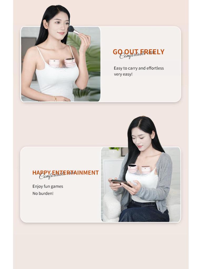 Silent Painless Smart Wearable Breast Pump with Large Suction & Massage