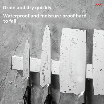 Wall Magnetic Cutter Holder Stainless Steel Powerful Magnet Great Suction Waterproof Drainage Punch-free Anti-slip Kitchen Utensil Organizer