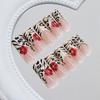 Milk Apricot Pudding French Leopard Print Flower Niche Sweet and Spicy Fashion European and American Style Removable Manicure 30 Pieces