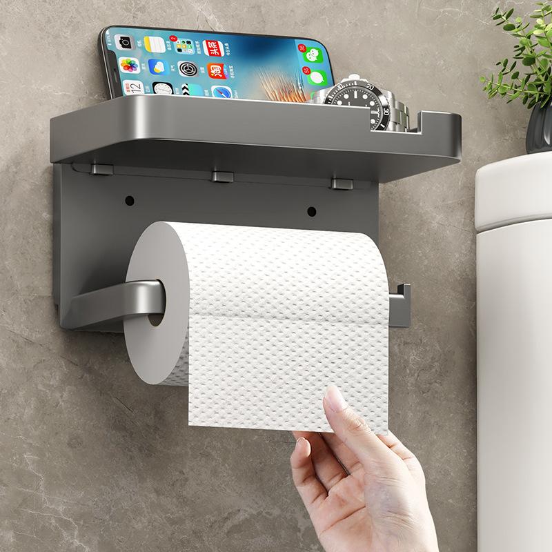 Bathroom Toilet Paper Box Roll Paper Towel Holder Punch-free Mobile Phone Toilet Paper Holder Paper Box Toilet Paper Storage Rack