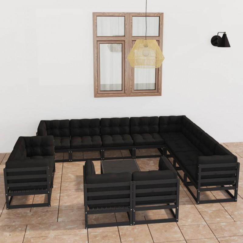 Day and Night - Day and Night 13-piece Garden Furniture Set with Black Pine Wood Cushions