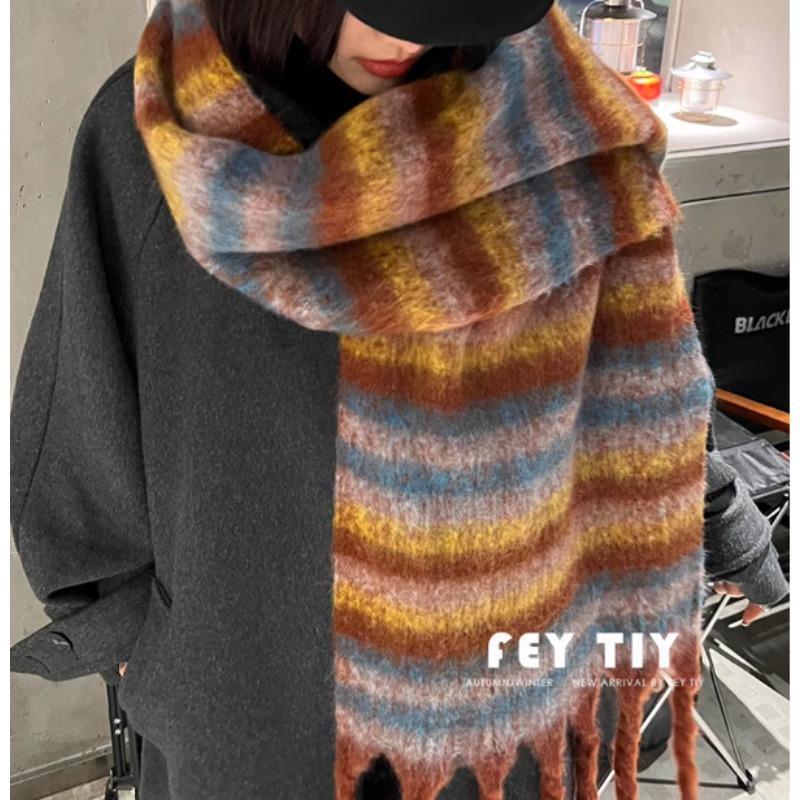 Fashion brand green plaid imitation cashmere scarf women's winter fringed thickened warm scarf high-grade student women