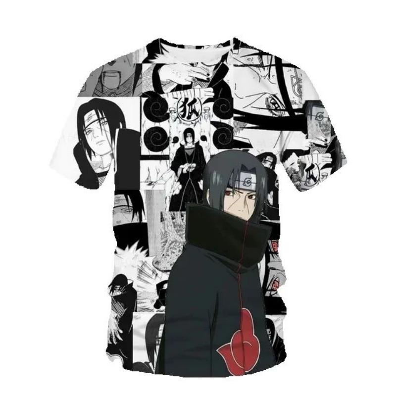 Naruto Shippuden Men's T-shirt Sasuke Boy Girl T-shirt 3D Print Akatsuki Short Sleeve MINISO Men's T-shirt Kakashi Mens Clothing