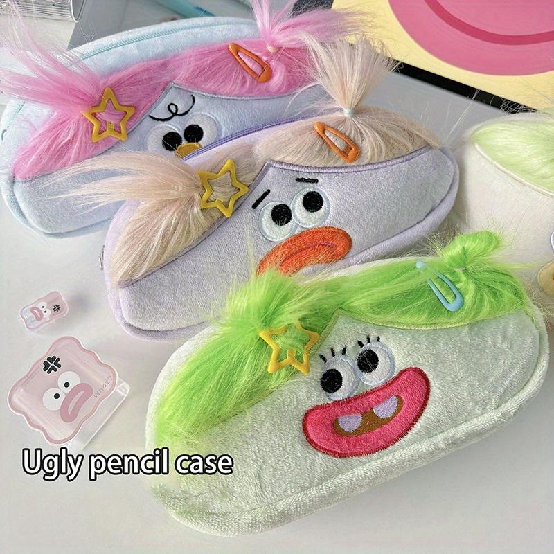 Funny Big Capacity Plush Pencil Bag Creative Cartoon Big Mouth Girl Pens Storage Case Portable School Stationery Gift