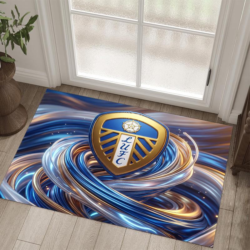 Leeds United Fußball Design Kristall Samt Teppich Gemütlich Kein?Rutschfester Teppich mit Aufdruck für Schlafzimmer Wohnzimmer Eingang