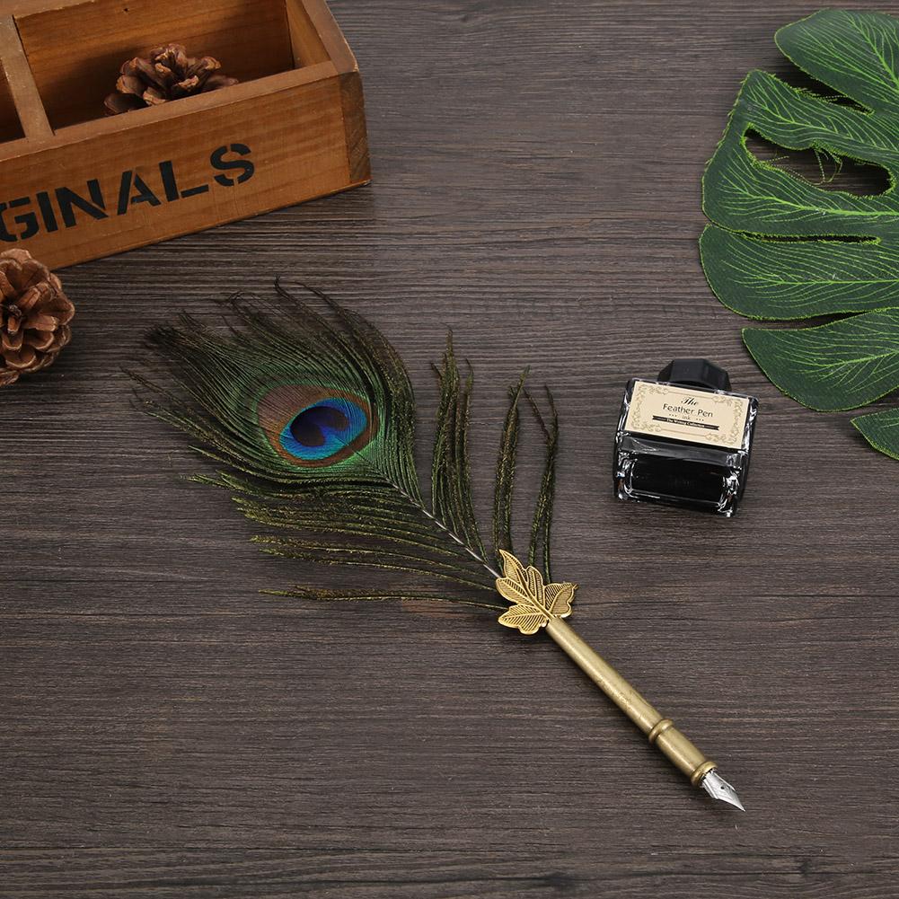 Vintage Retro Feather Dip Pen Stainless Steel Nibs Calligraphy Writing Pen Gift