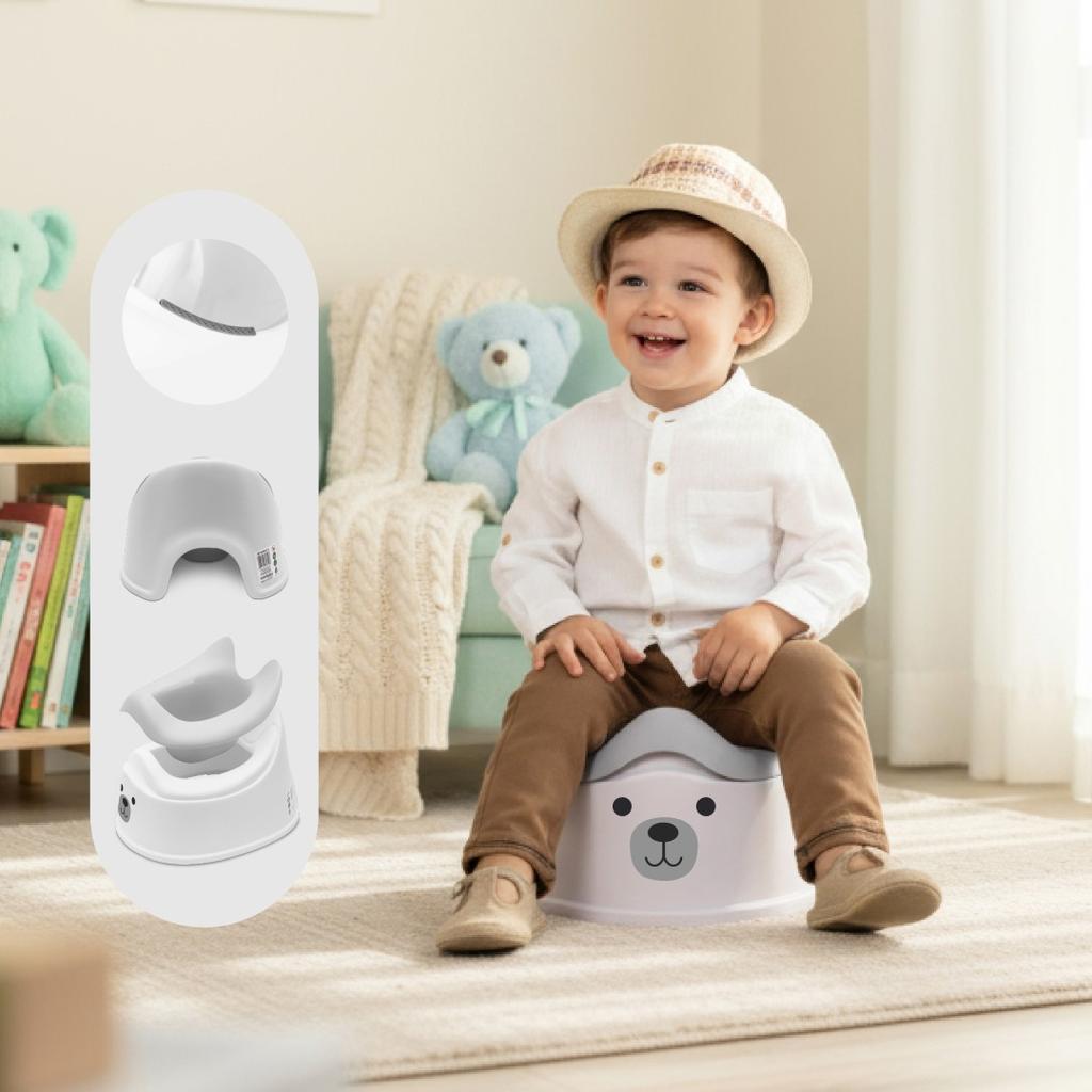 Non-slip Potty for Children with Removable Insert Stable Bear Stickers Gray White Sun Baby