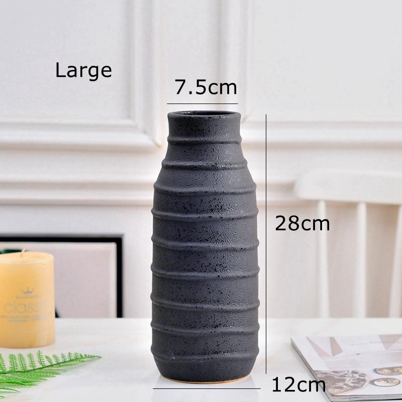 Chinese Zen Ceramic Vase Black Flower Vase Buddhist Ornamnet Stone Vase Grain Home Decor Tabletop Hydroponic Pot