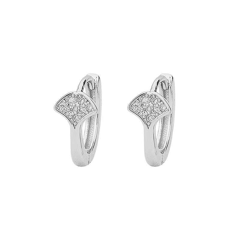 Ginkgo Biloba Zircon Ear Buckle Day Commuter Small Earrings Femininity Super Fairy Fan Leaf Stud Earrings