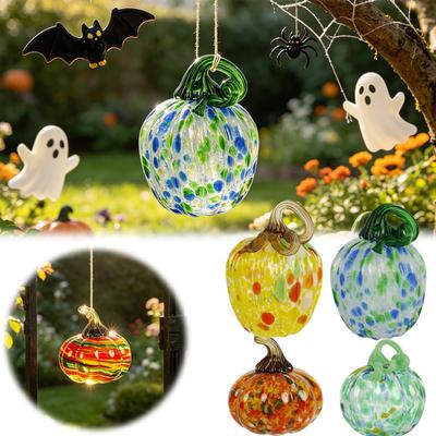 Hand Blown Glass Pumpkin Figurine Creative Pumpkin Adornment for Desktop Decoration Fall