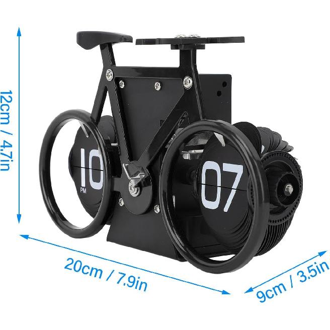 Desk Clock Bicycle Shape Flip Vintage Decor Clock for Desk Clock Flip Down Clock Novelty Desk Clock (Black)