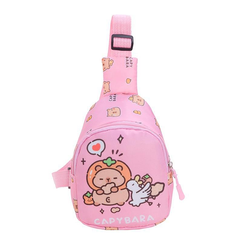 

Детская сумка через плечо Капибара Милая мультяшная повседневная нагрудная сумка Многофункциональная сумка для хранения для девочки мальчика Подарки розовый