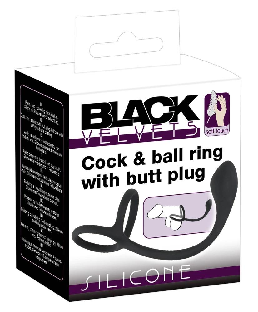 3in1 Penis Ring with Anal Plug - Black Velvets