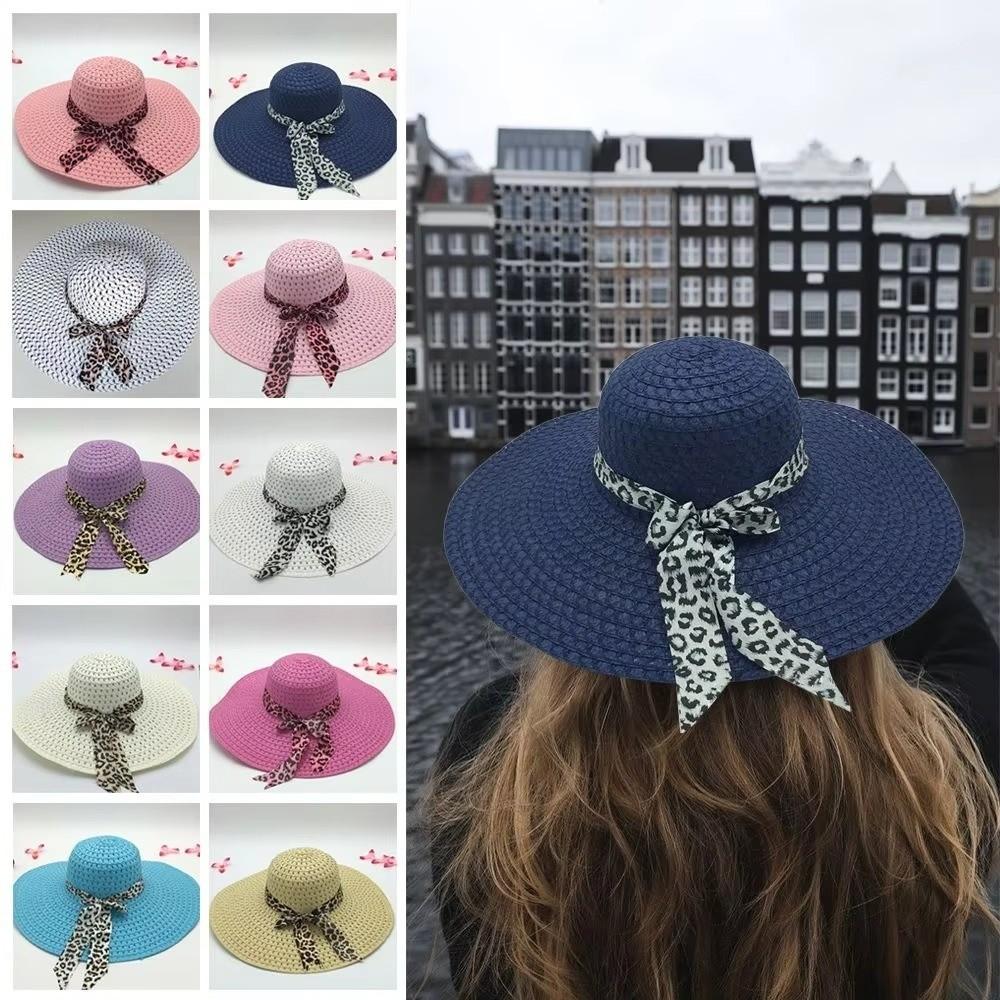 Großer Rand Sommer Sonnenhut Schleife Strohhut Mode Strandkappe für Damen