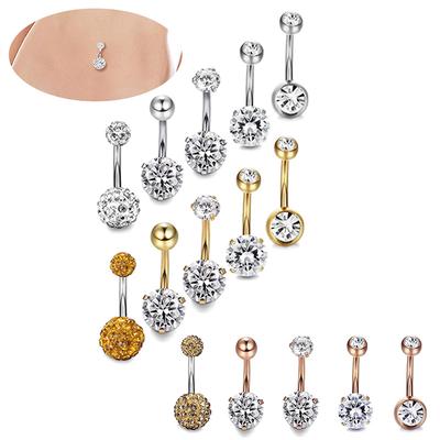 5Pcs/Set Stainless Steel  Navel Belly Button Rings Bar Piercing Jewelry