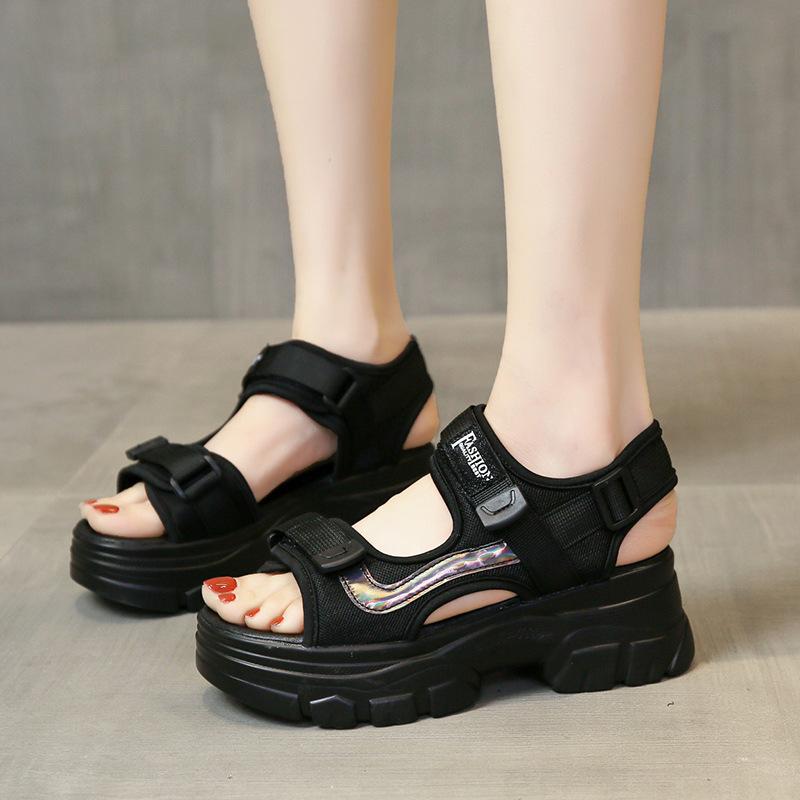Sports sandals women's 2025 new summer versatile muffin thick-soled wedge heel fashion outer wear beach women's shoes