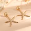Summer ocean style diamond studded starfish earrings Bohemian vacation style trend exaggerated fashion earrings for women