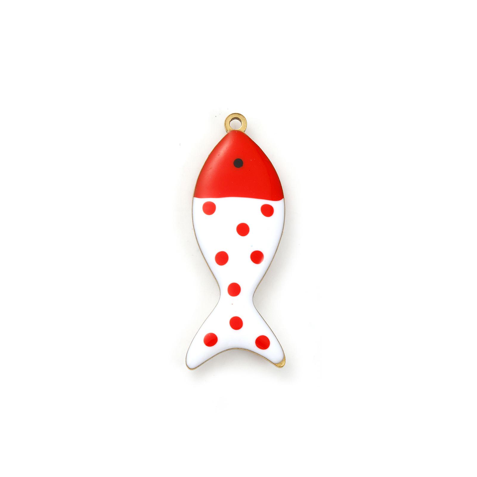 

2 Pcs 304 Stainless Steel Ocean Jewelry Pendants Fish Animal 18K Gold Plated Double-sided Enamel Charms For DIY Neckalce Making