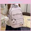 Simple Color Solid Letter Pattern Student Backpack With Pendant Decoration