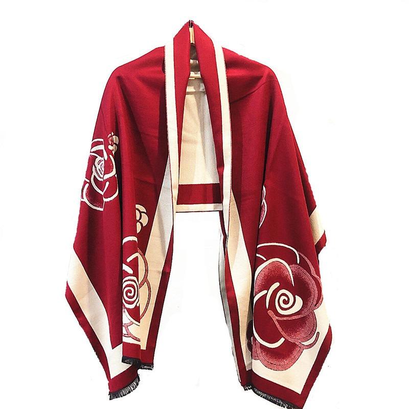 Yiwu scarf camellia cashmere scarf 20 fashion air conditioner warm fringed shawl thickened and lengthened