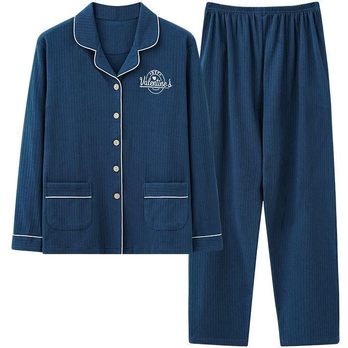 Double-sided 100% Cotton Pajamas Women's Spring and Autumn Long-sleeved Plus Size Cardigan Young and Middle-aged Ladies Cotton Suit Home Service