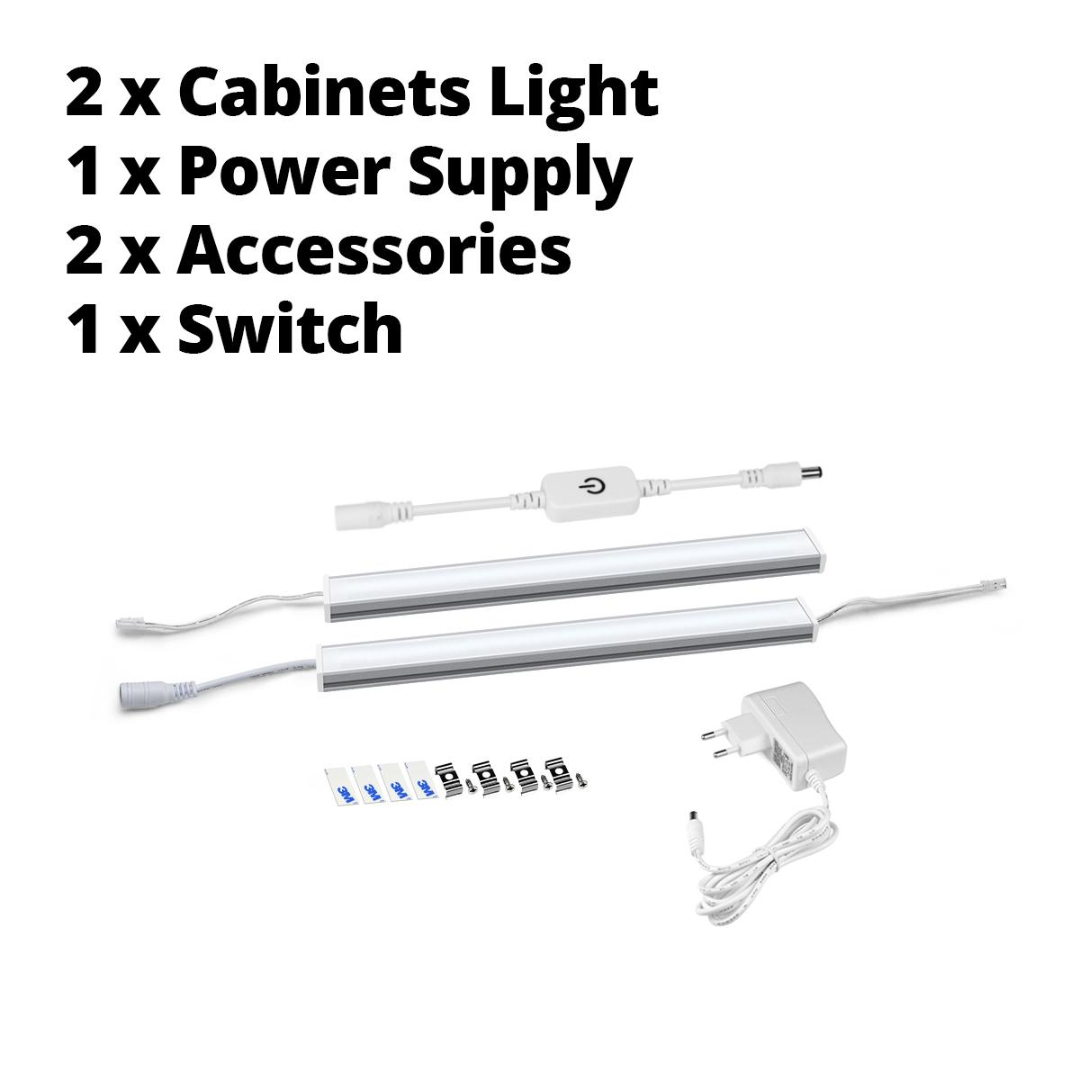 

Бесступенчатое затемнение сенсорного переключателя со светодиодной подсветкой Кухонное освещение 30 см/40 см/50 см Светодиодные ленты Барные светильники Алюминиевая трубка для кухни Спальня Шкаф Освещение ЕС Plug 2PCS 50CM EU Plug белый