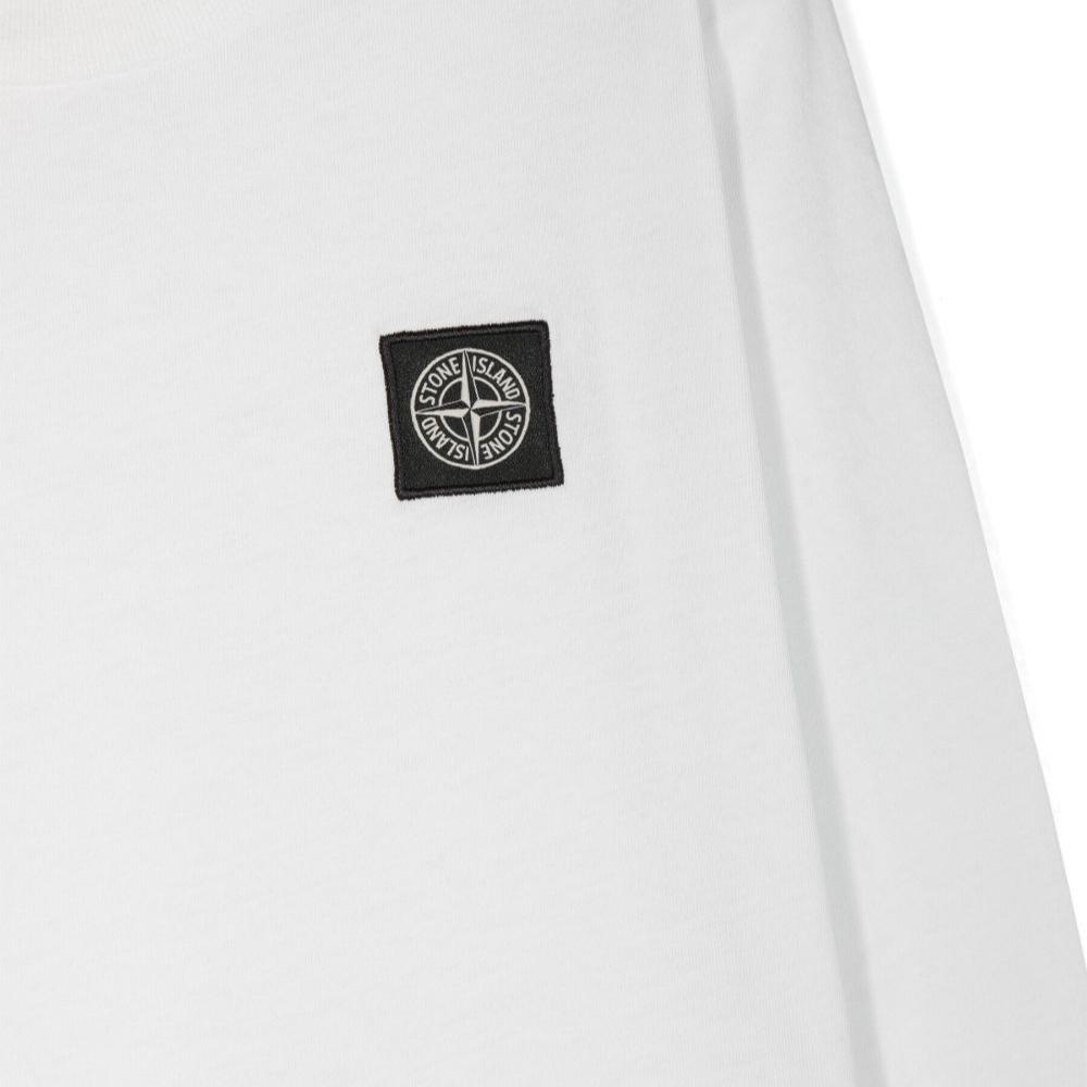 STONE ISLAND Long Sleeve Crew Neck T-Shirt Kids Tops White 791620447-V0093