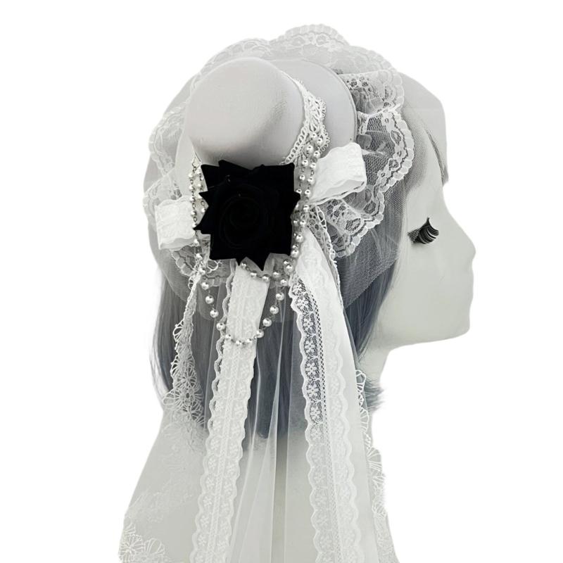 Elegant Rose Design Veil Hair Clip For Women Girls Lightweight Nonslip Hair Barrettes For Wedding Party Daily Use