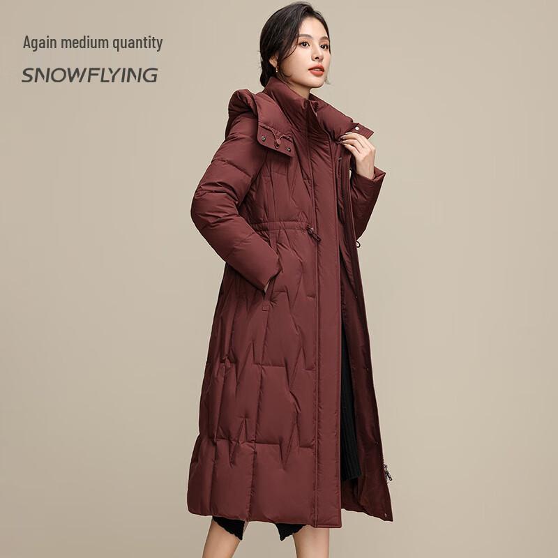 SNOWFLYING Women's Waist-Cinching Mid-Length Down Jacket