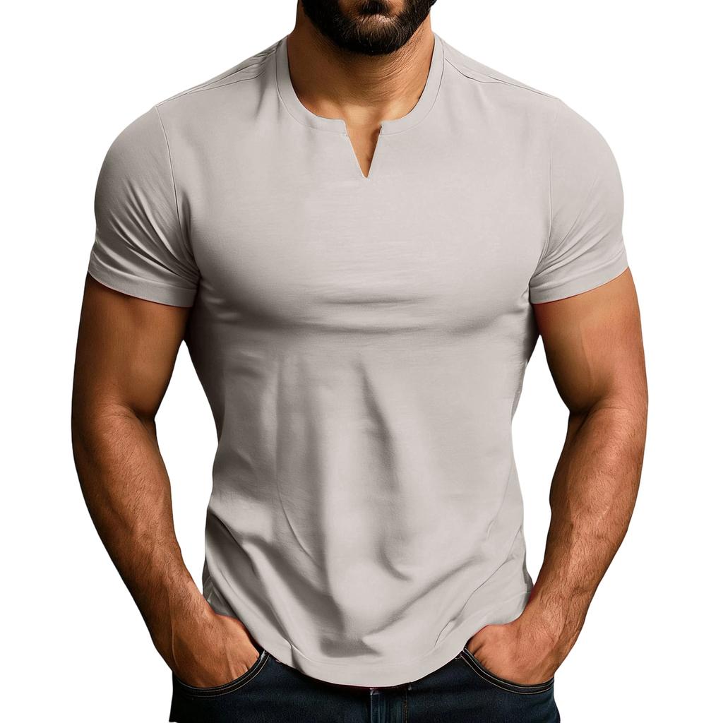 Men's Leisure Exercise Fitness Training Running Little V-Neck T-Shirt
