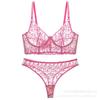 European and American sexy underwear women's French ultra-thin lace bra with large breasts and small anti-sagging erotic underwear set