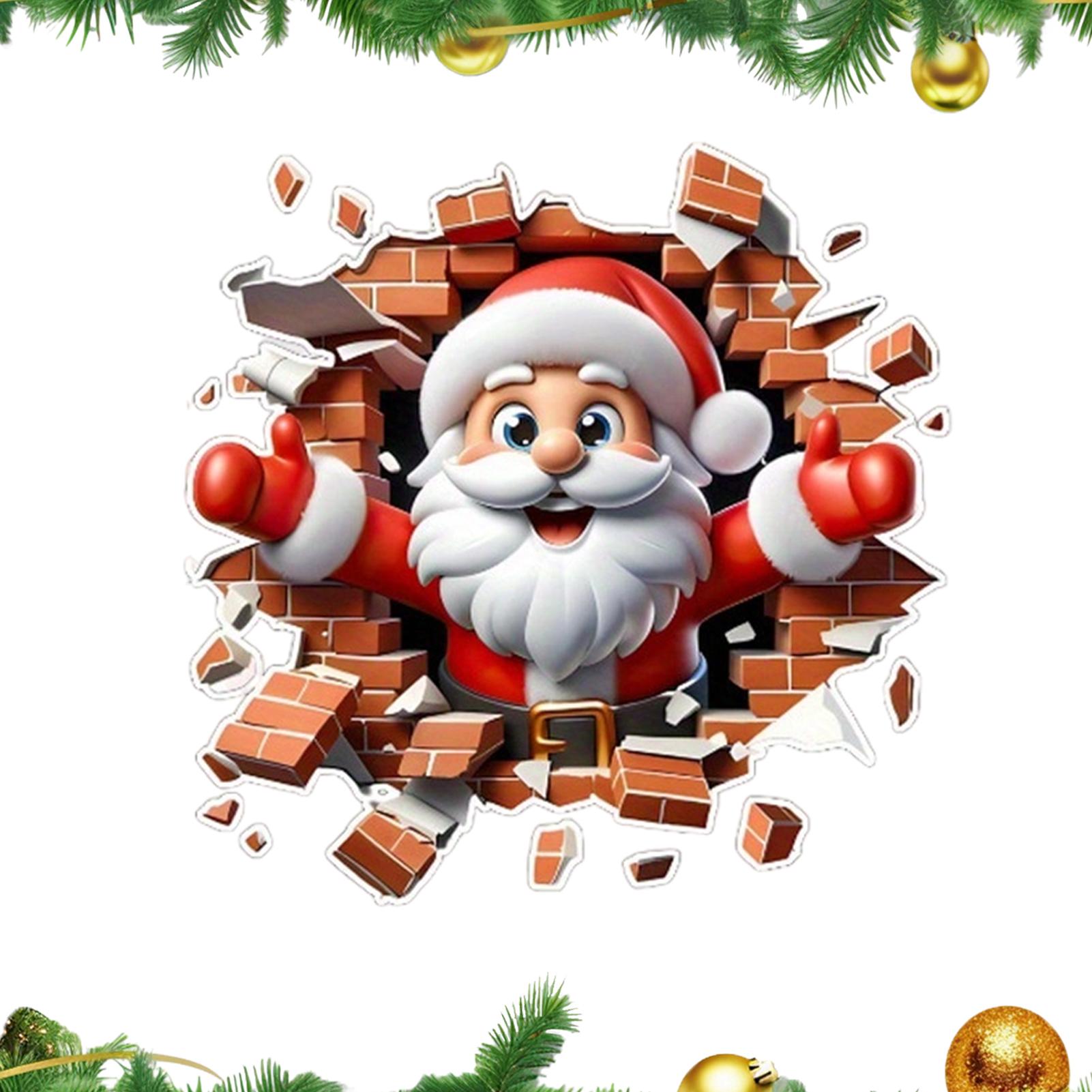 

Santa Claus Break the Wall Sticker Decals Removable Christmas Sticker Festival Home Decor 2025 Xmas Toilet Lid Decals China Mainland