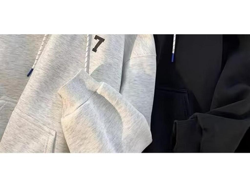 Unisex Loose Fit Thickened Velvet Hoodie with Logo Print for Autumn/Winter 2025