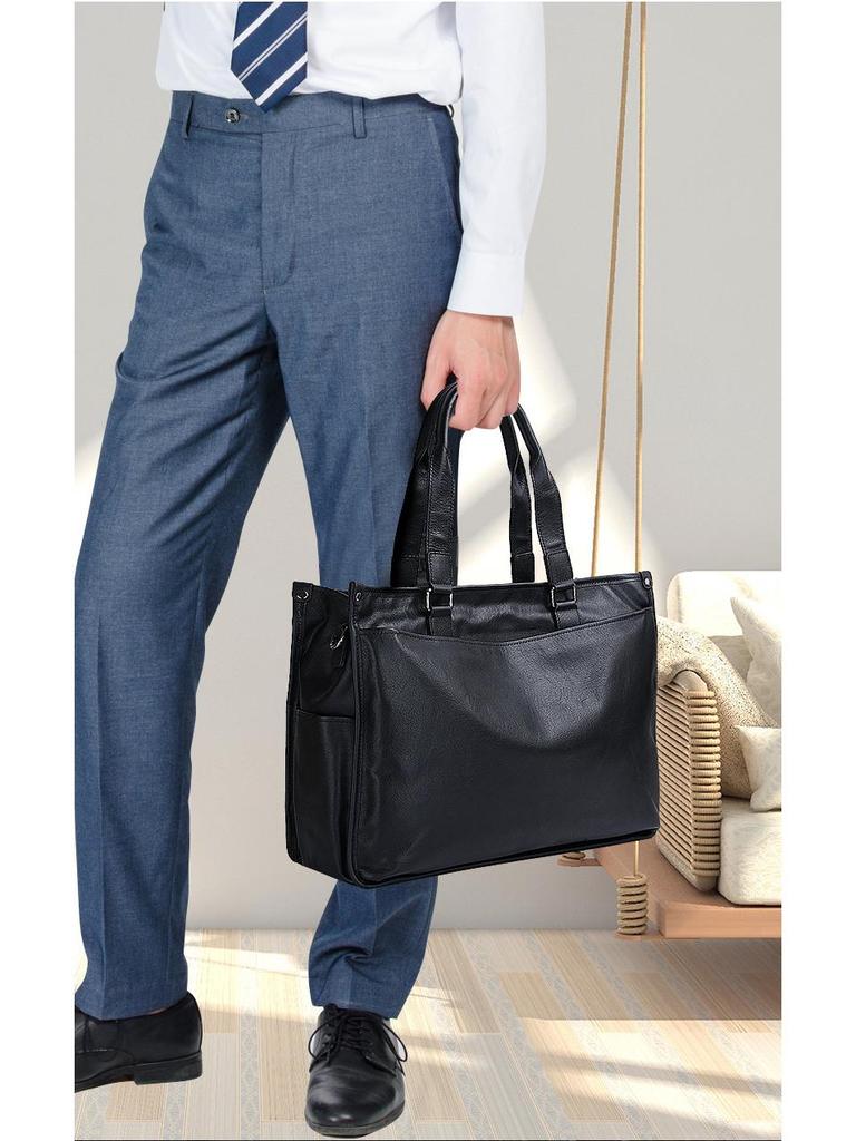 Große Business-Aktentasche und Tragetasche aus echtem Leder für Herren