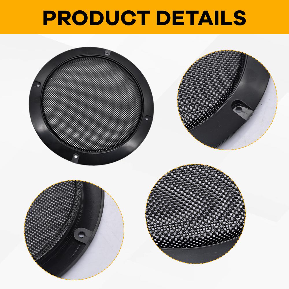 6.5" Car Speaker Subwoofer Guard Protector Speaker Grill Covers ABS Plastic Frame with Metal Mesh Black - 2Pcs