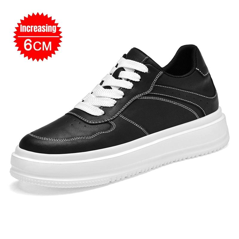 

Genuine Leather Platform Skateboarding Elevator Shoes Men Trainers Skate Board Shoes Flat Sneakers Height Increase Casual Shoes 36