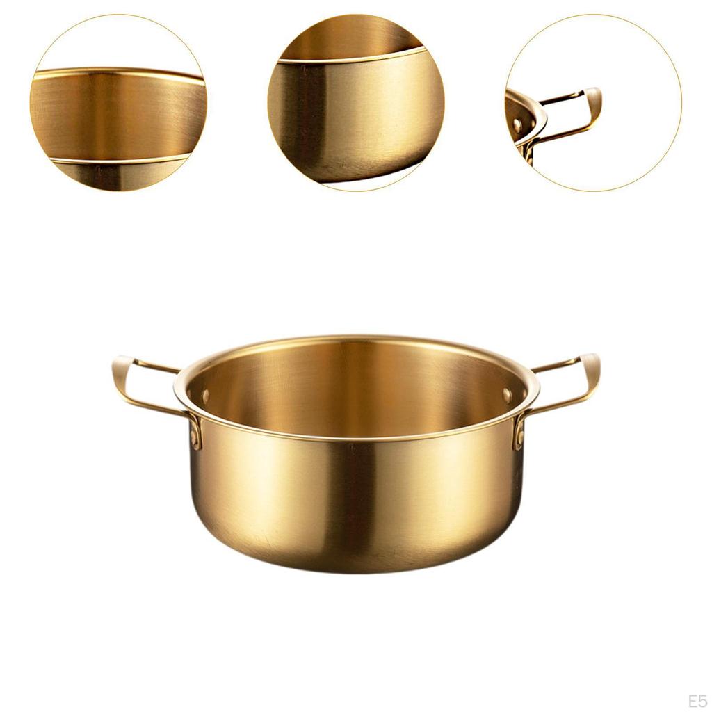 Koreanischer Ramen Nudeltopf Kochen mit Griff, Schnelle Erhitzung, Edelstahl Tragbar Mehrzweck