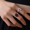Trendsetting Agate Red Ring With Geometric Design For Women Featuring Adjustable Size And Pig Nose Element