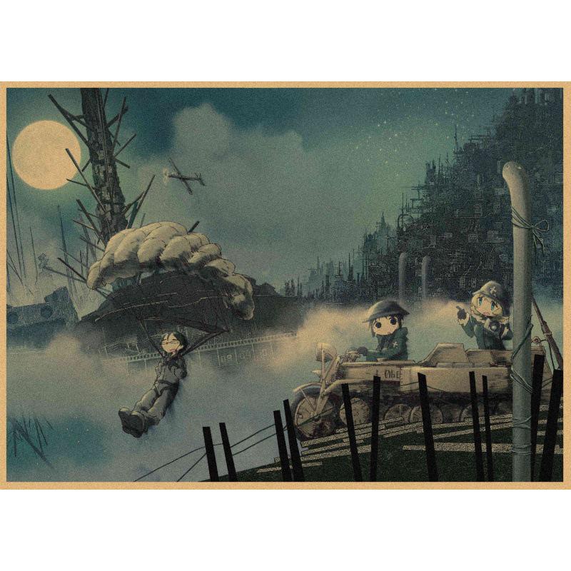 Free Shipping Retro Japanese Anime Girls' Last Tour Kraft Paper Poster Wall Art
