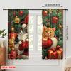2pcs,2D plane printing Creative Curtains Santa Kitten Christmas Presents (2) Polyester Woven (without rod) Decorations Inside