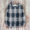 Women's Fashionable Casual Long-sleeved Checkered Printed Round-neck Sweater Knitted Top